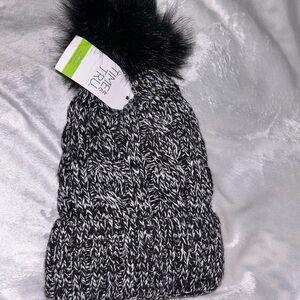 Cozy Black and White Knit Pom-Pom Hat